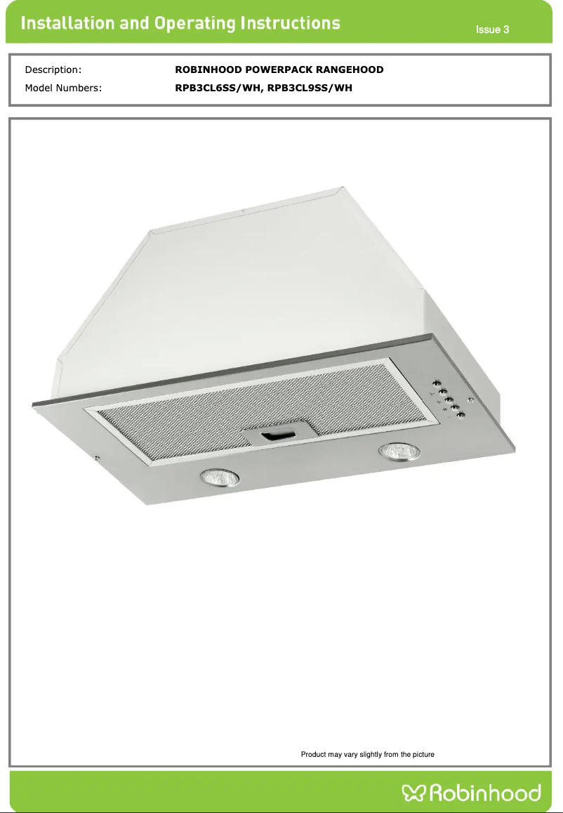 Image de la première page du manuel de l'appareil RPB3CL6SS/WH