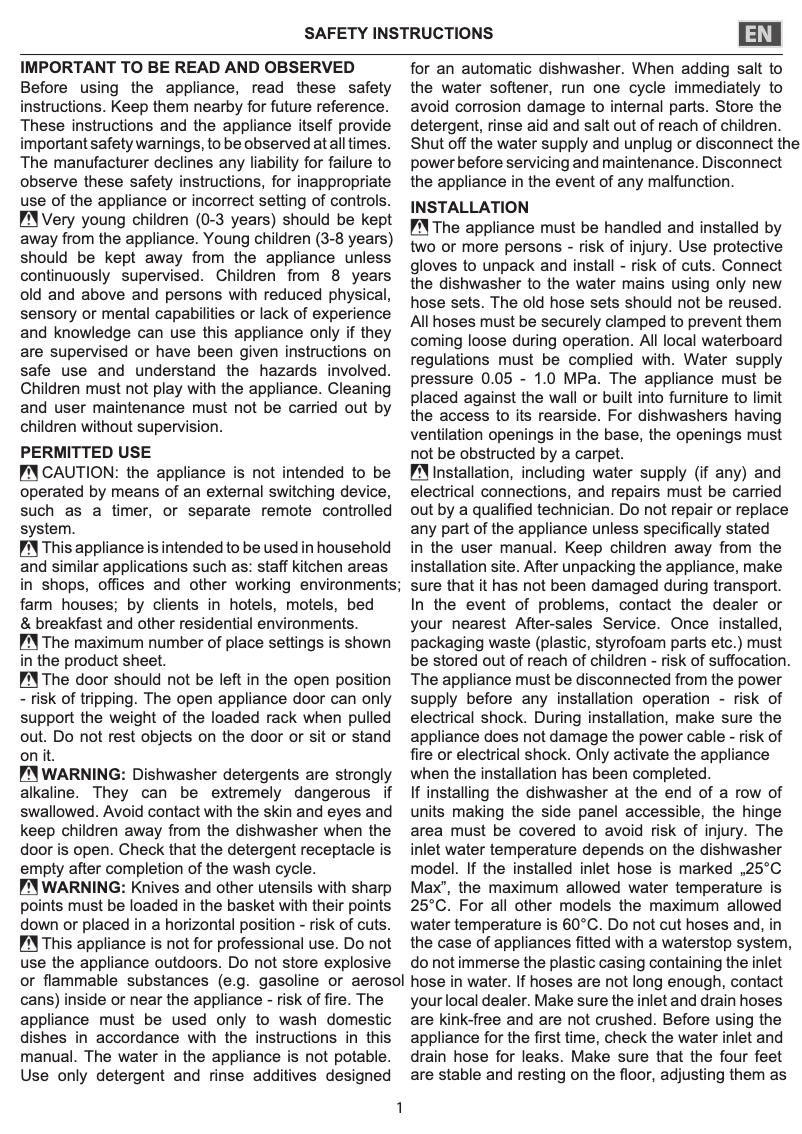 Image de la première page du manuel de l'appareil WFE 2B19 UK N