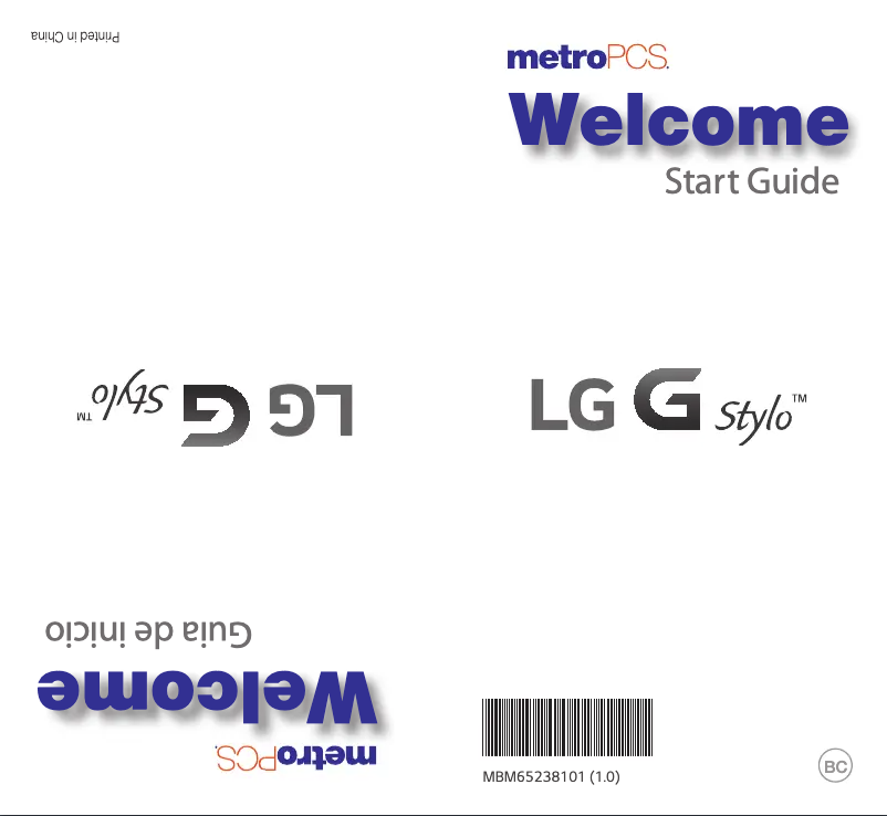 Page 1 de la notice Guide de démarrage rapide LG G Stylo