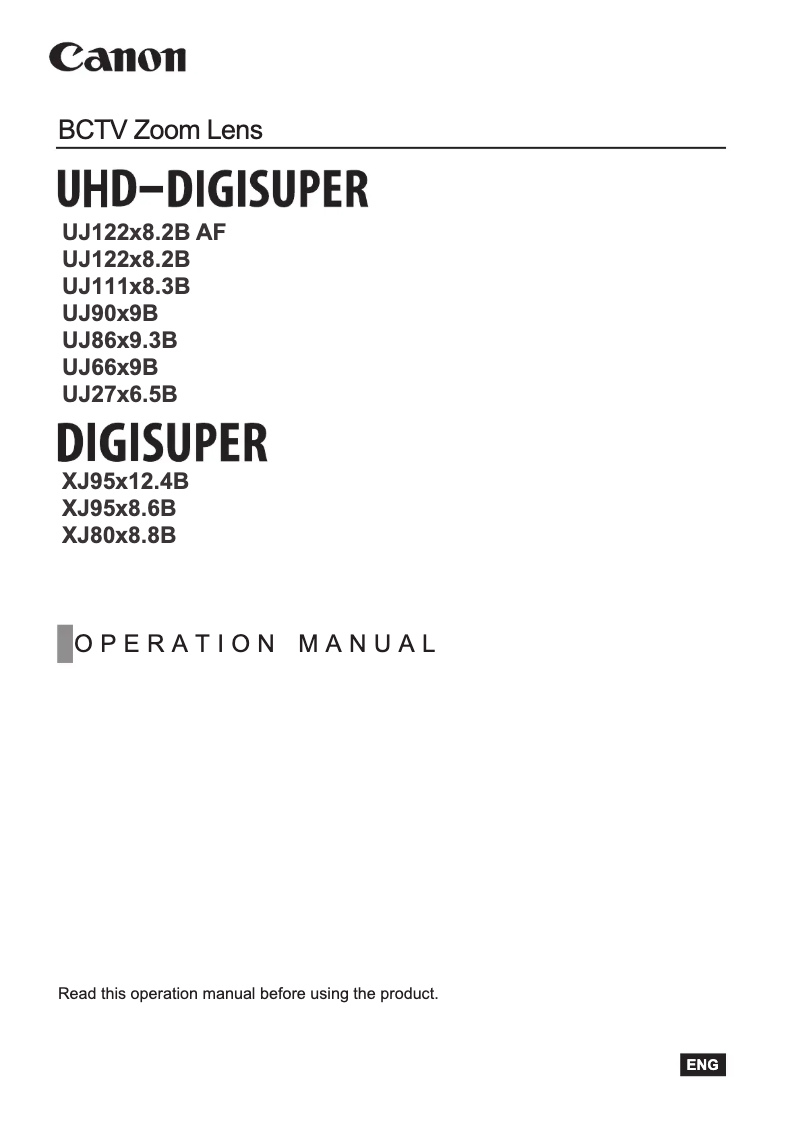 Page 1 de la notice Manuel utilisateur Canon UHD DIGISUPER 122AF