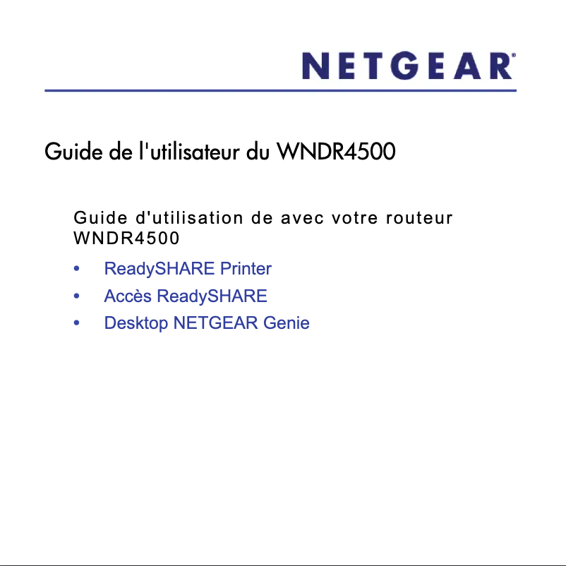 Page 1 de la notice Manuel utilisateur Netgear ProSafe R4500