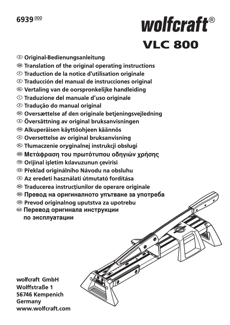 Page 1 of the manual User Manual Wolfcraft LC 800