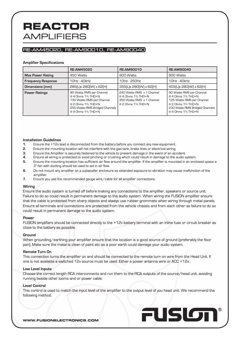 Page 1 de la notice Manuel utilisateur Fusion RE-AM45020