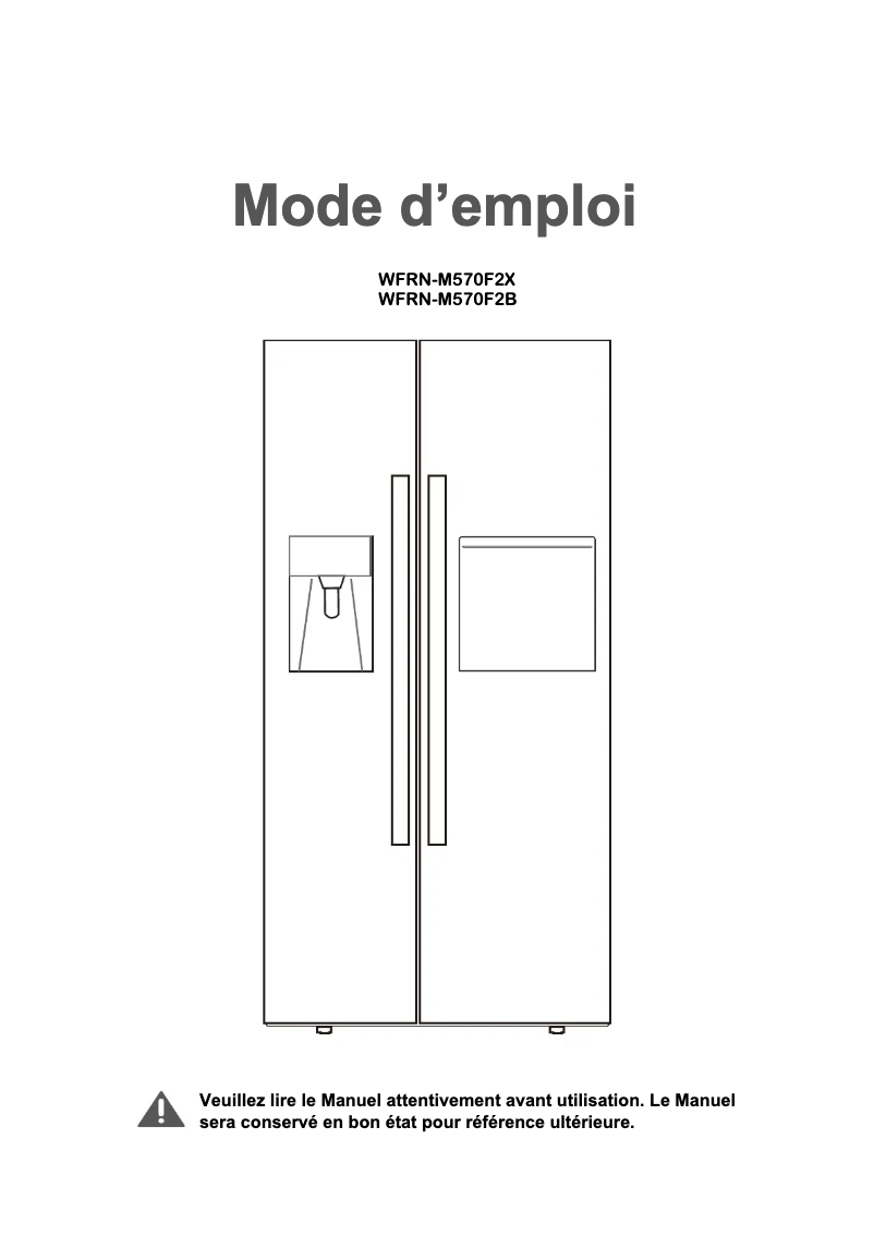 Page 1 de la notice Manuel utilisateur Winia WFRN-M570F2X