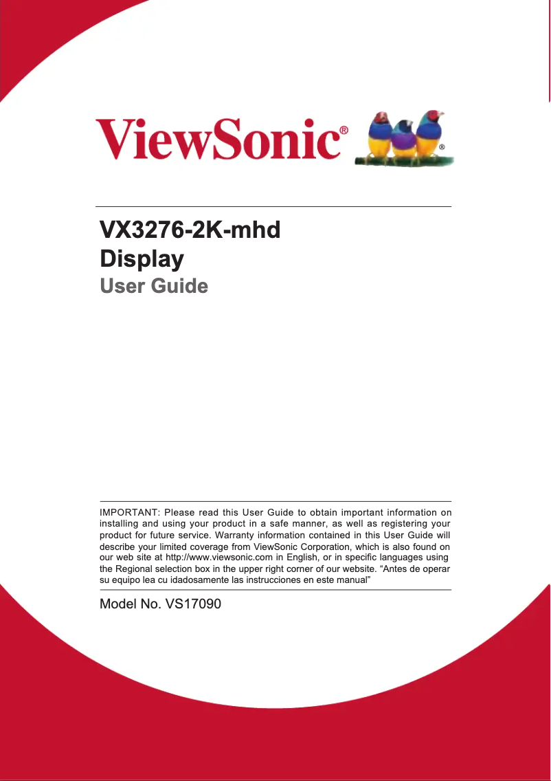 Page 1 de la notice Manuel utilisateur Viewsonic VX Series VX3276-2K-MHD