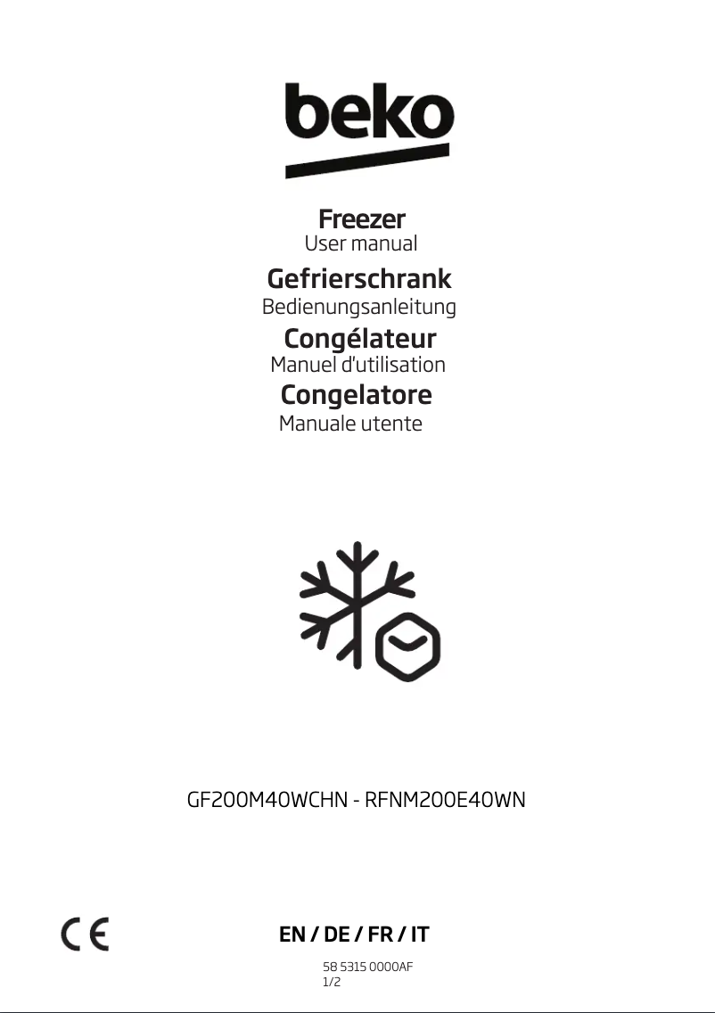 Page n°1 - Manuel utilisateur Beko GF200M40WCHN