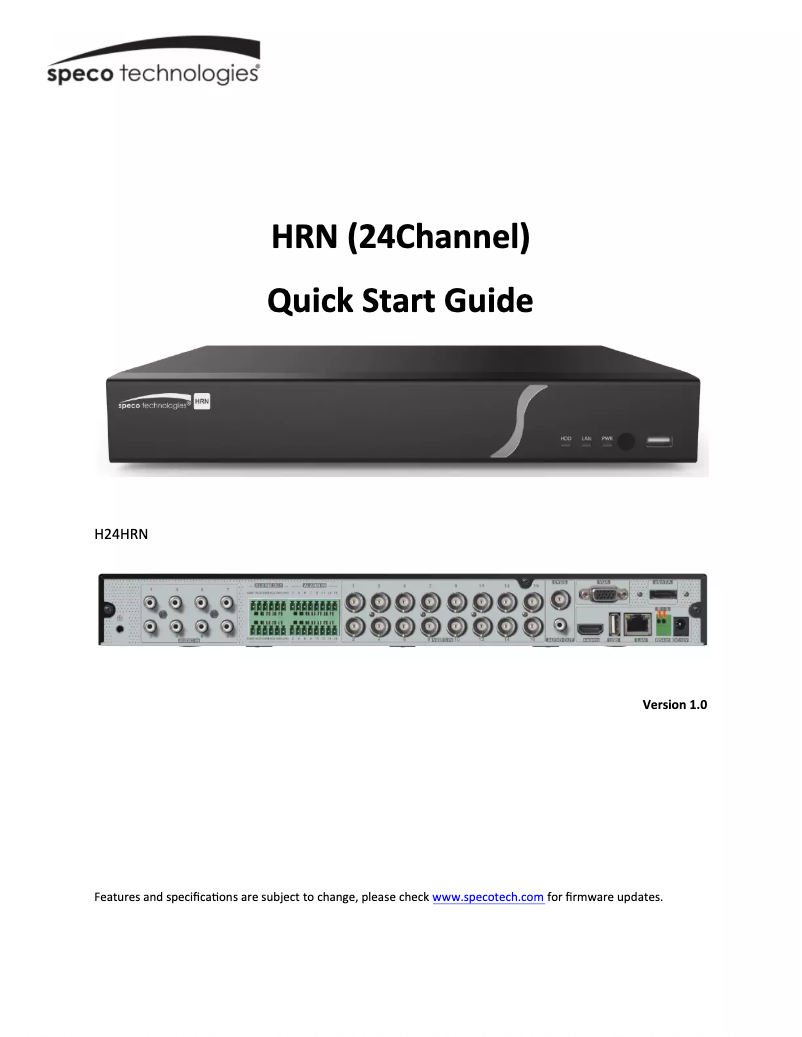 Image de la première page du manuel de l'appareil H24HRN