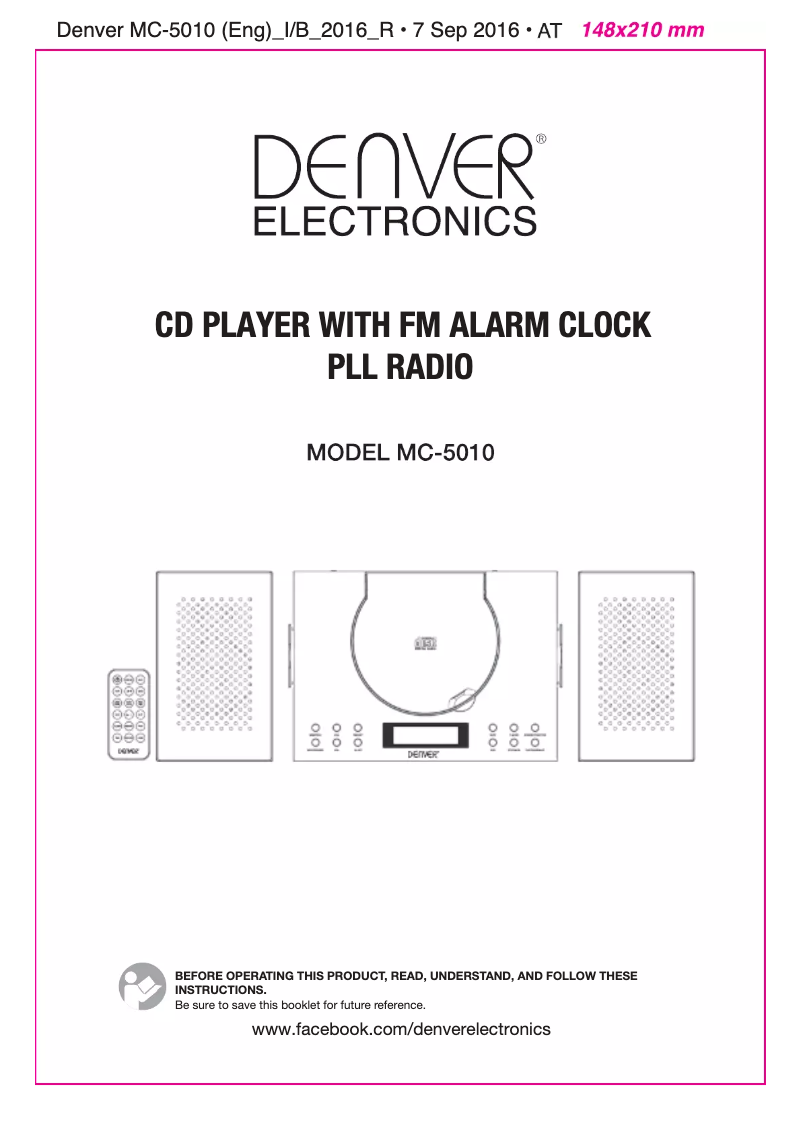 Page 1 de la notice Manuel utilisateur Denver MC-5010