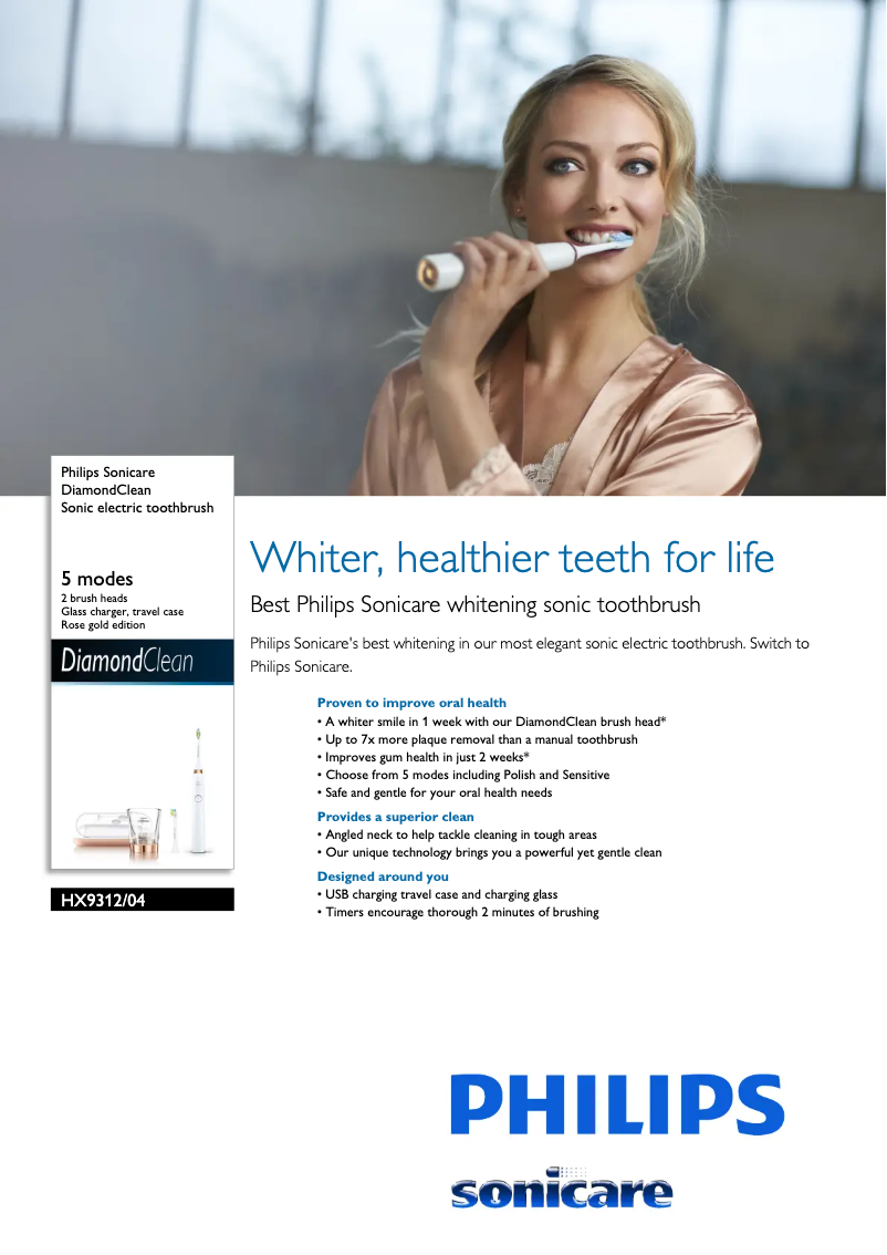 Image de la première page du manuel de l'appareil Sonicare DiamondClean HX9312