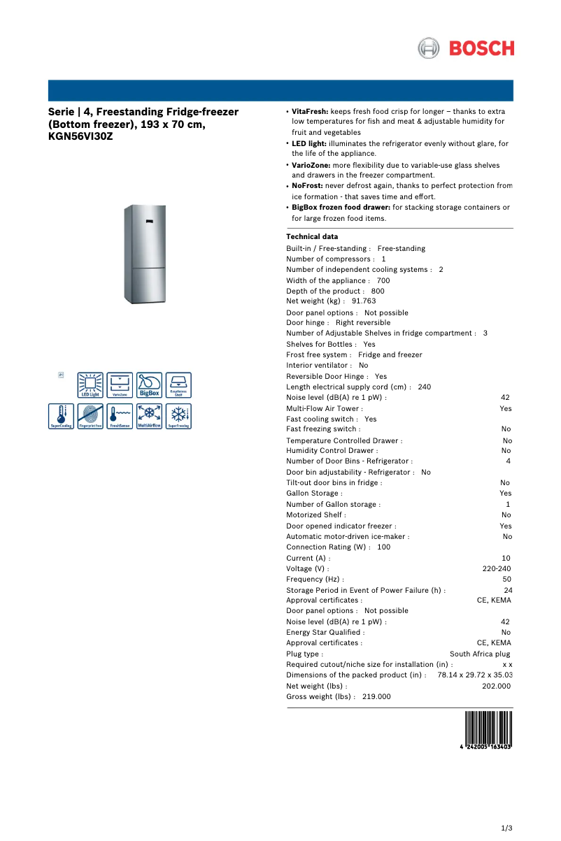 Página 1 del manual Manual de usuario Bosch KGN56VI30Z