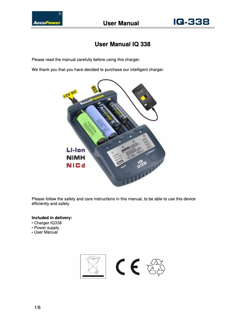 Page n°1 - Manuel utilisateur AccuPower IQ338