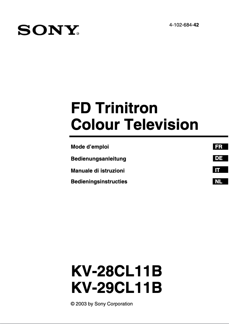 Page 1 de la notice Manuel utilisateur Sony KV-28CL11