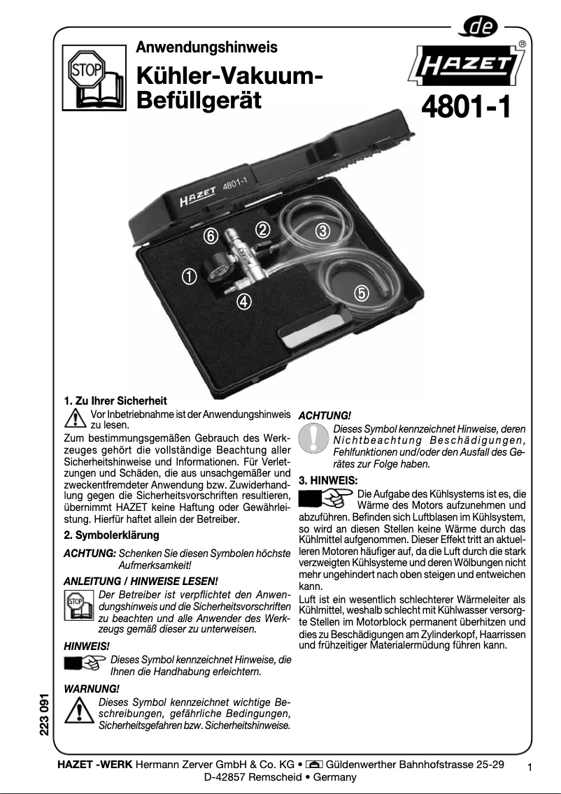 Page n°1 - Manuel utilisateur Hazet 4801-1