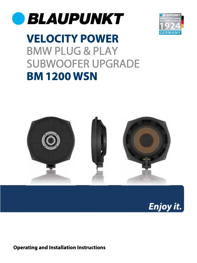 Página 1 del manual Manual de usuario Blaupunkt BM 1200 WSN