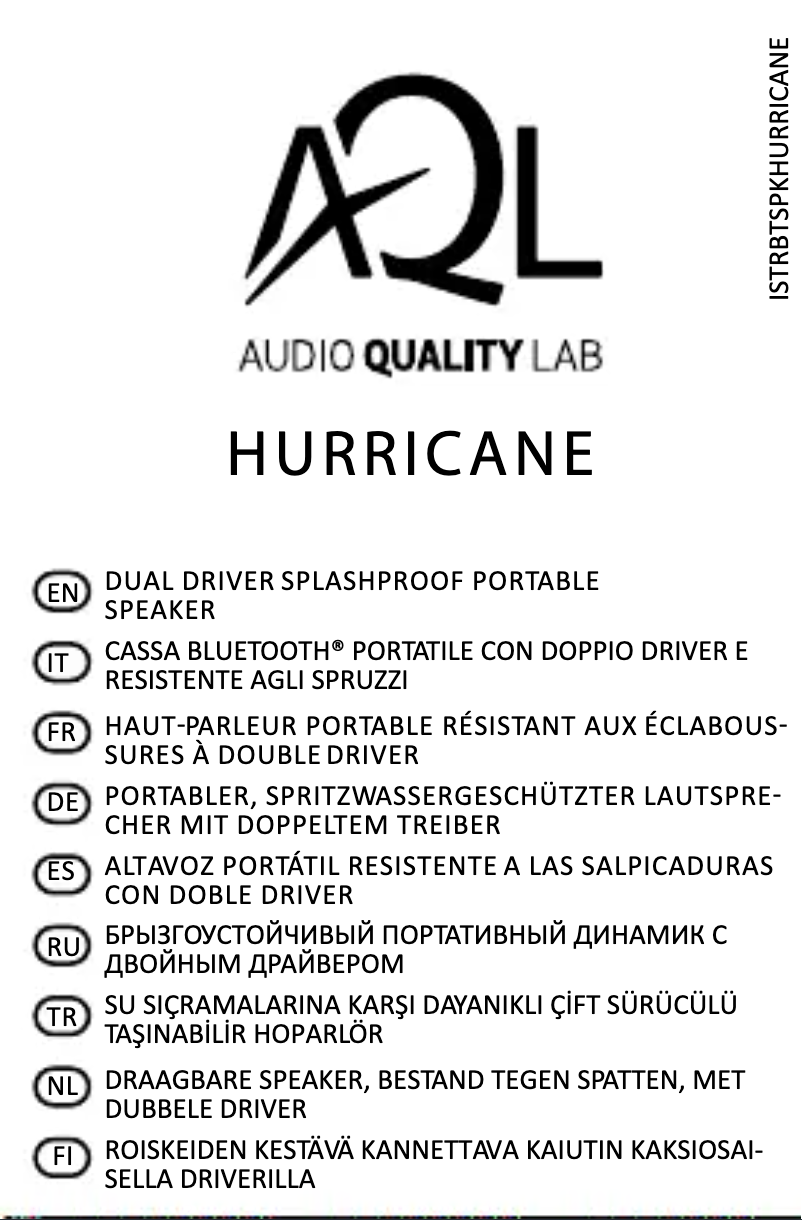 Image de la première page du manuel de l'appareil Hurricane