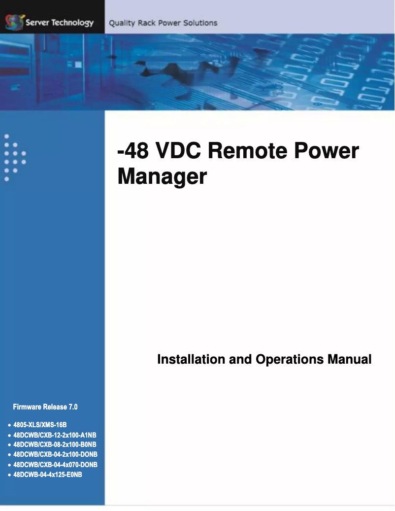 Page 1 de la notice Manuel utilisateur Server Technology 48DCWB