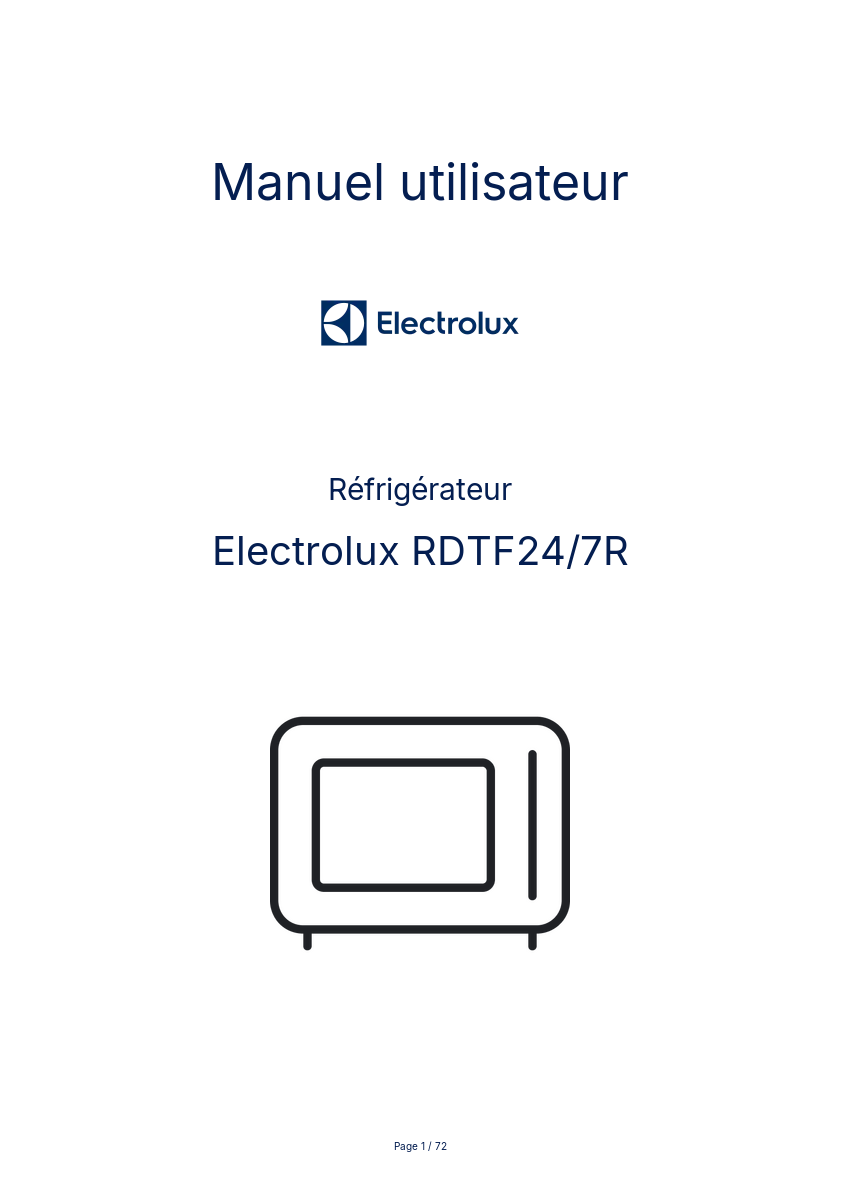 Page n°1 - Manuel utilisateur Electrolux RDTF24/7R