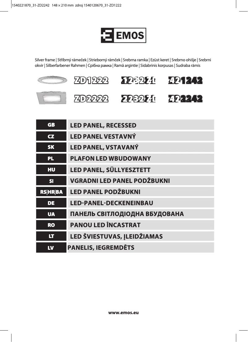 Page 1 de la notice Manuel utilisateur Emos ZD2242