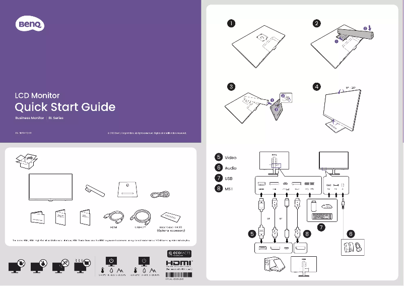 Page 1 de la notice Guide de démarrage rapide BenQ BL3290QT