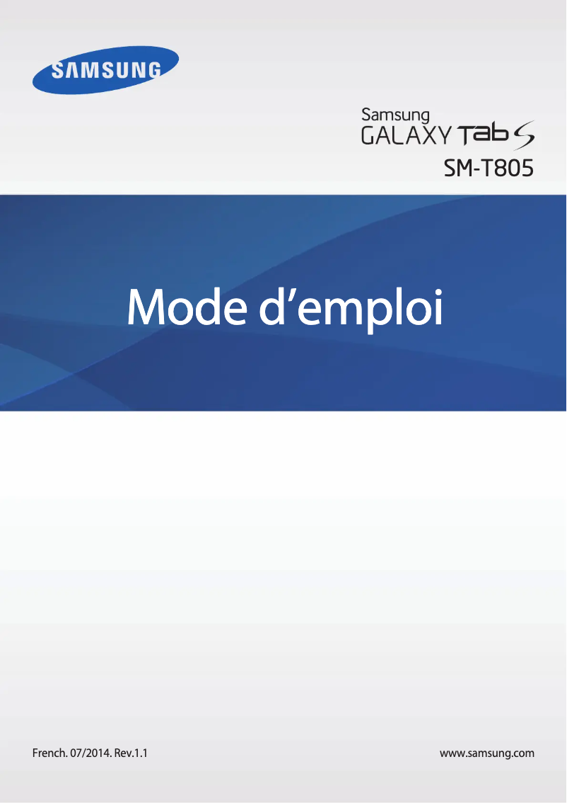 Page 1 de la notice Manuel utilisateur Samsung Galaxy Tab S