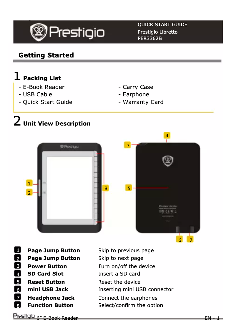 Page n°1 - Manuel utilisateur Prestigio Libretto PER3362B