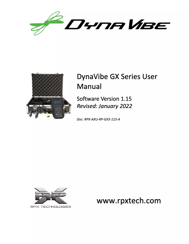 Page n°1 - Manuel utilisateur DynaVibe GX3