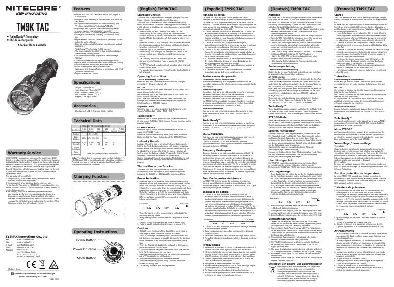 Image de la première page du manuel de l'appareil TM9K TAC
