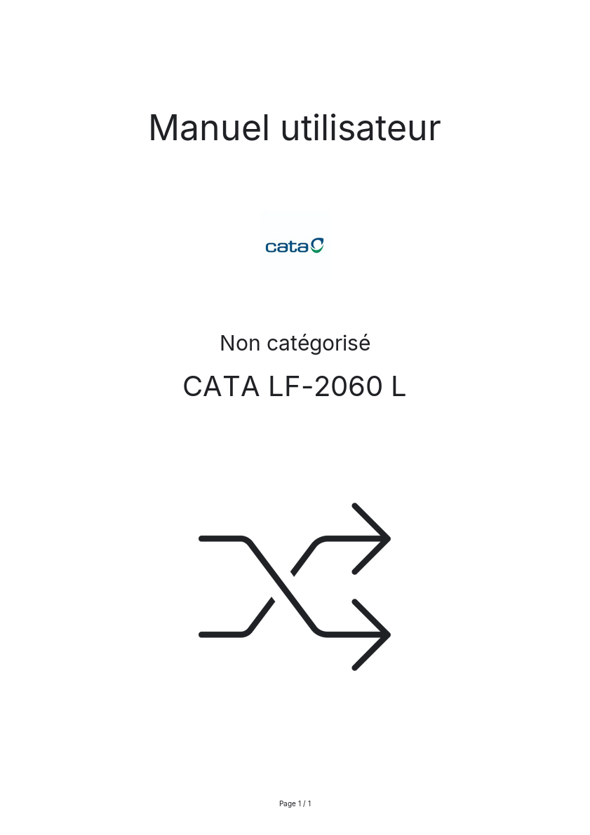 Page n°1 - Manuel utilisateur CATA LF-2060 L