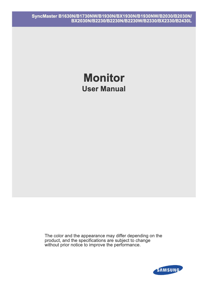 Image de la première page du manuel de l'appareil SyncMaster B2030N