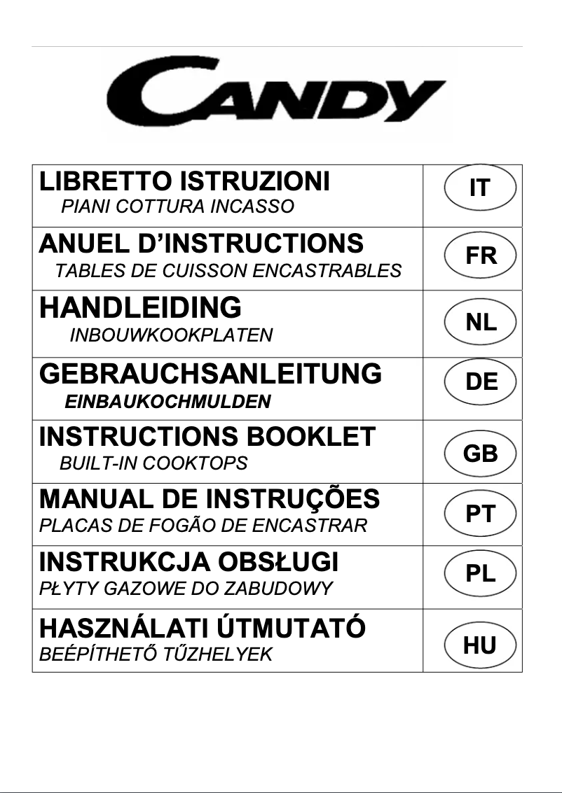 Page 1 de la notice Manuel utilisateur Candy PL 40 AN