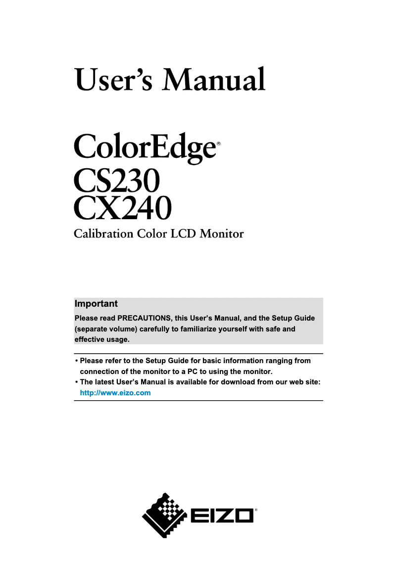 Page 1 de la notice Manuel utilisateur Eizo CS230B