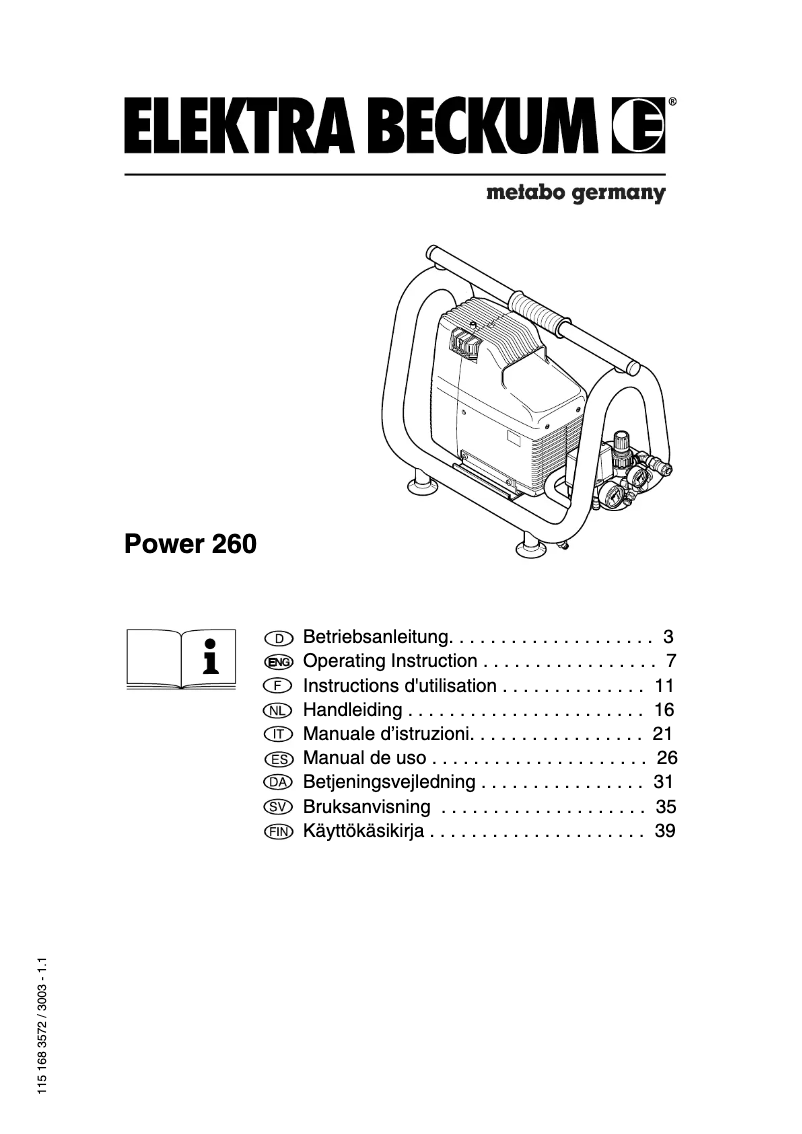 Página 1 del manual Manual de usuario Metabo POWER 260