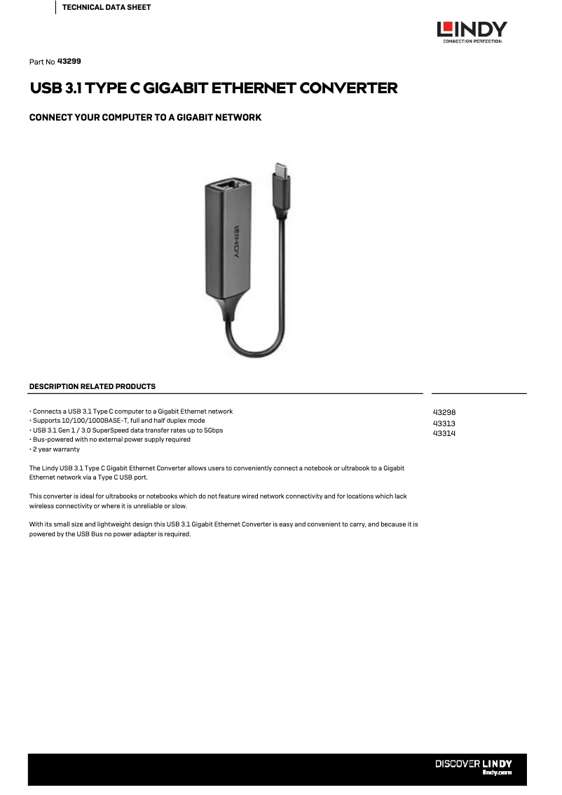 Page 1 de la notice Manuel utilisateur Lindy 43299