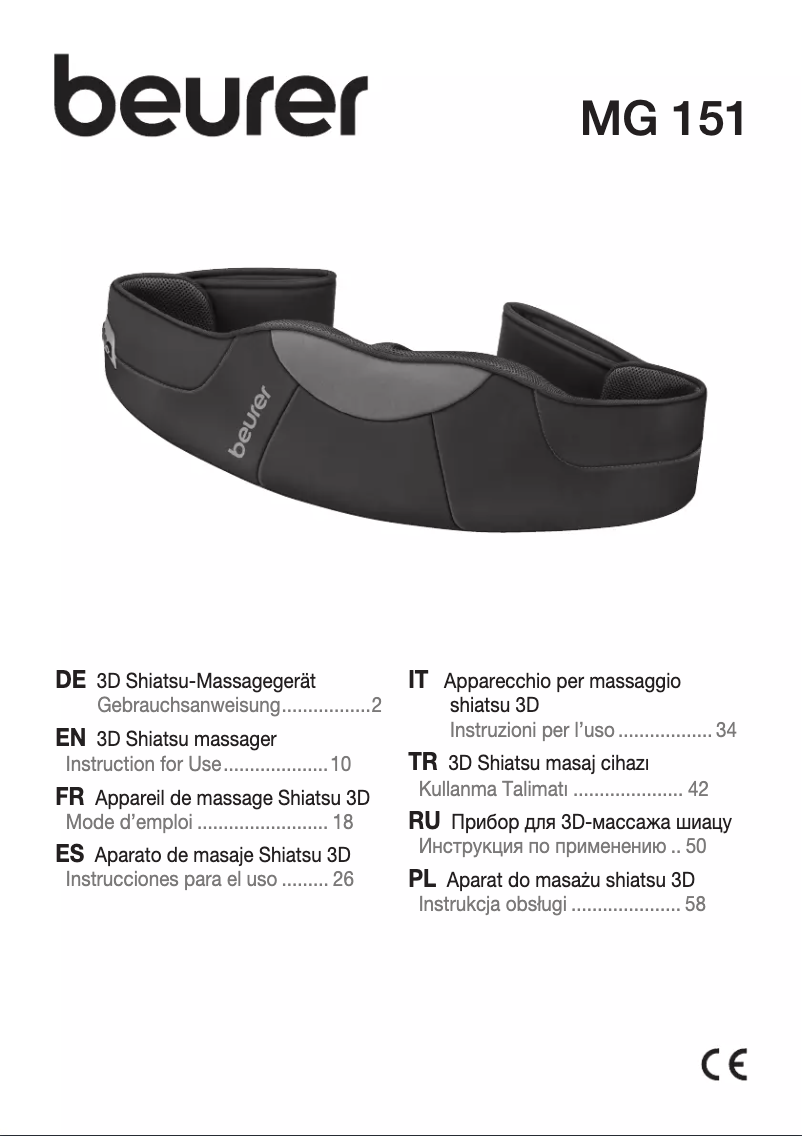 Page 1 de la notice Manuel utilisateur Beurer MG 151