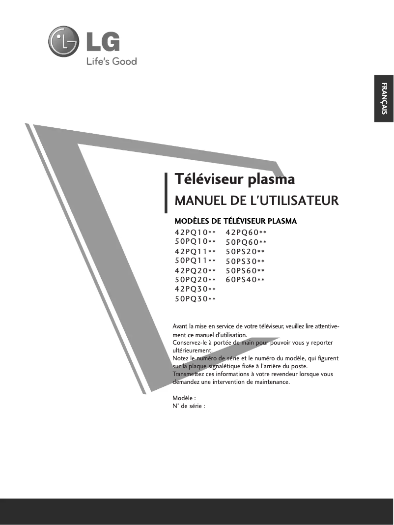 Image de la première page du manuel de l'appareil 50PQ1100