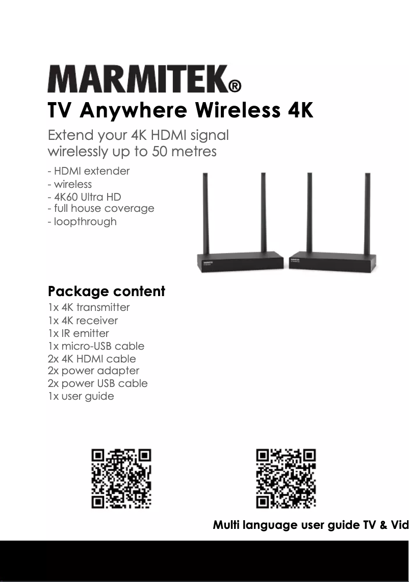 Page n°1 - Manuel utilisateur Marmitek TV Anywhere Wireless 4K
