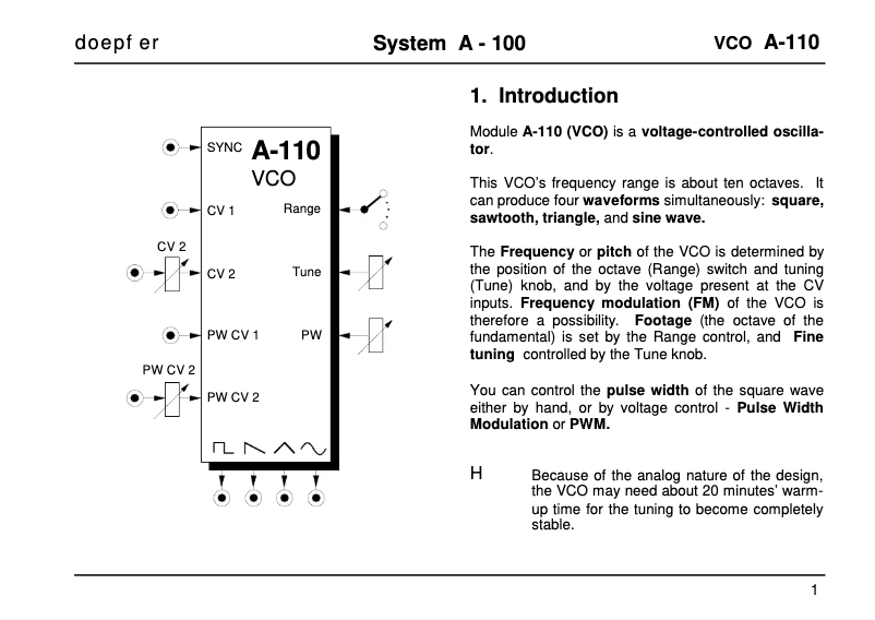 Page 1 de la notice Manuel utilisateur Doepfer A-110