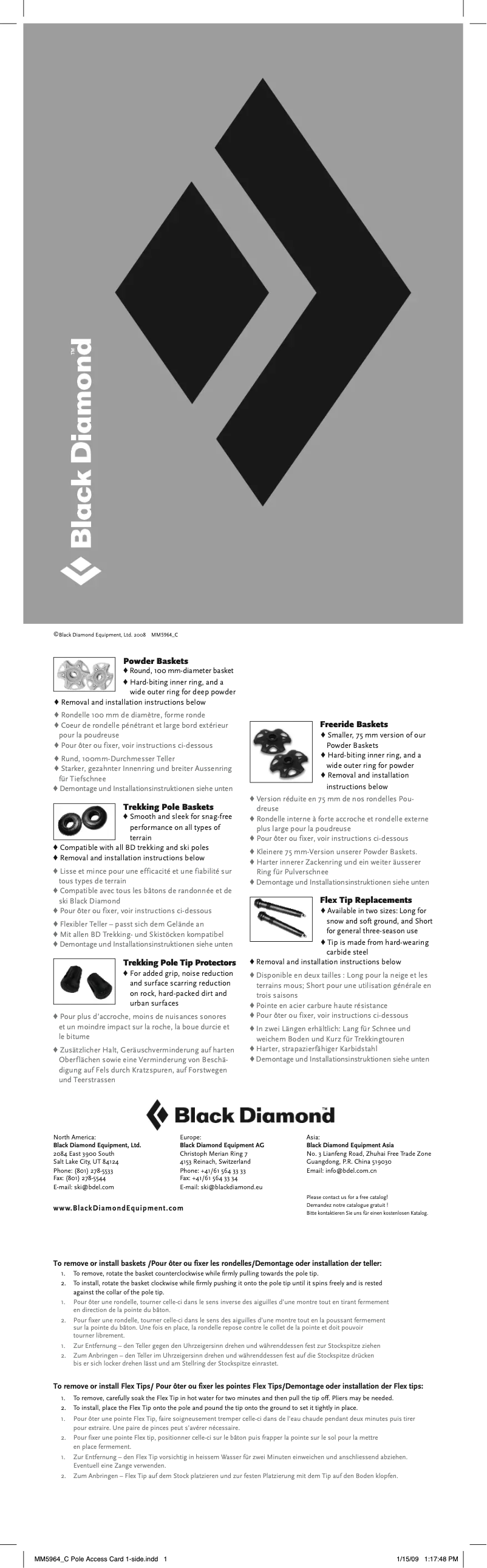 Page n°1 - Manuel utilisateur Black Diamond Trekking Pole Tip Protector