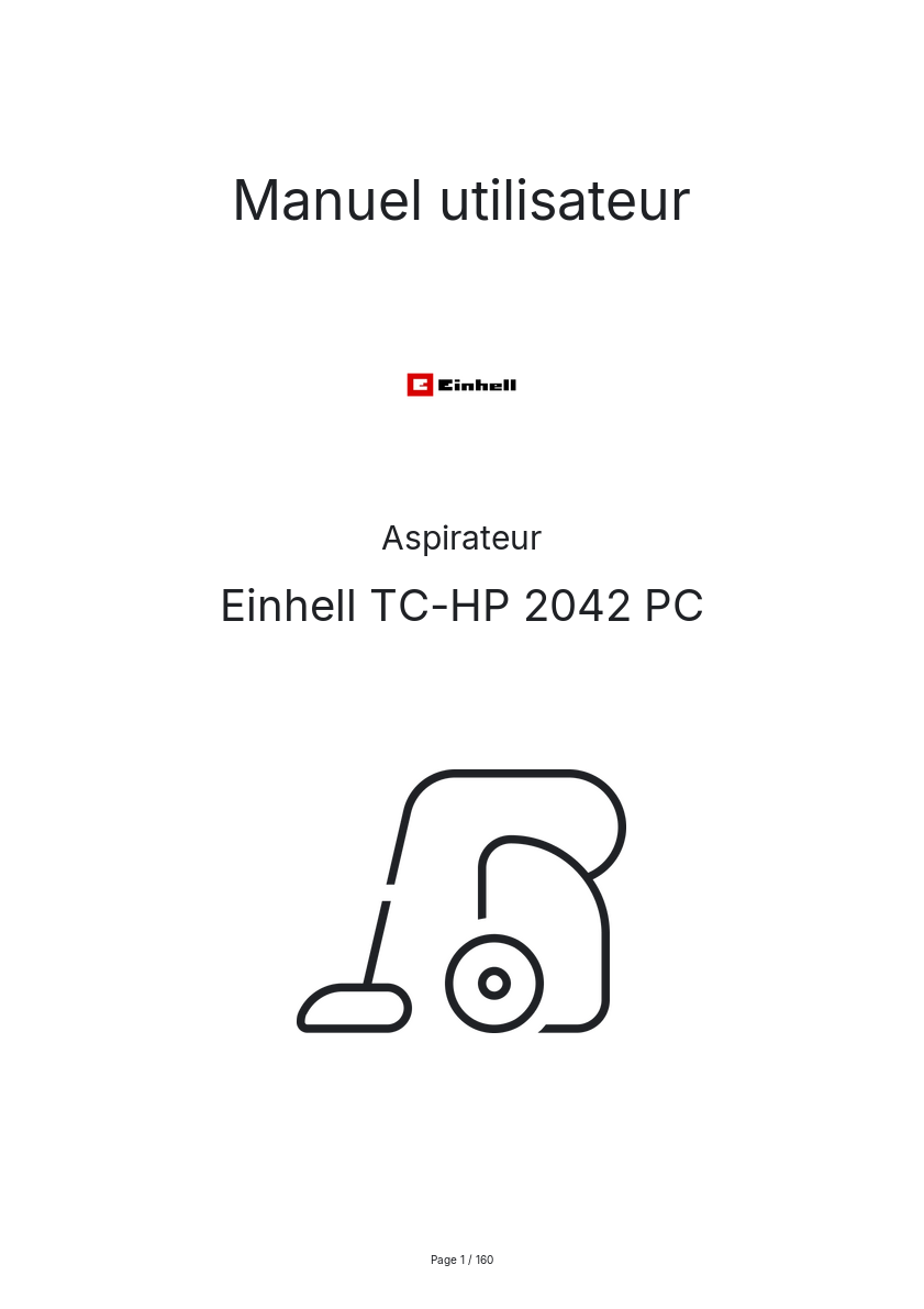 Page n°1 - Manuel utilisateur Einhell TC-HP 2042 PC
