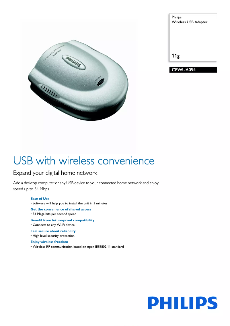 Image de la première page du manuel de l'appareil CPWUA054