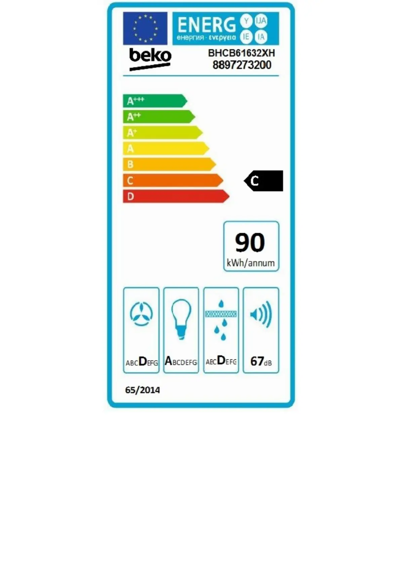 Page 1 de la notice Label énergétique Beko BHCB61632XH