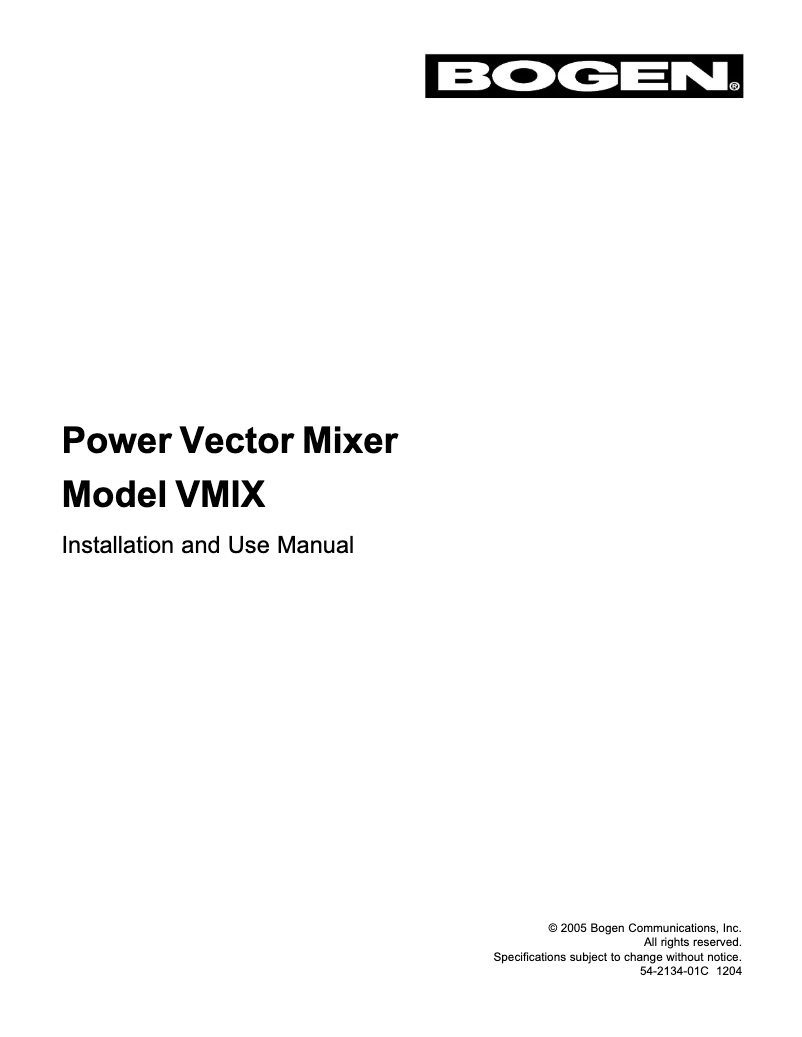 Page n°1 - Manuel utilisateur Bogen VMIX