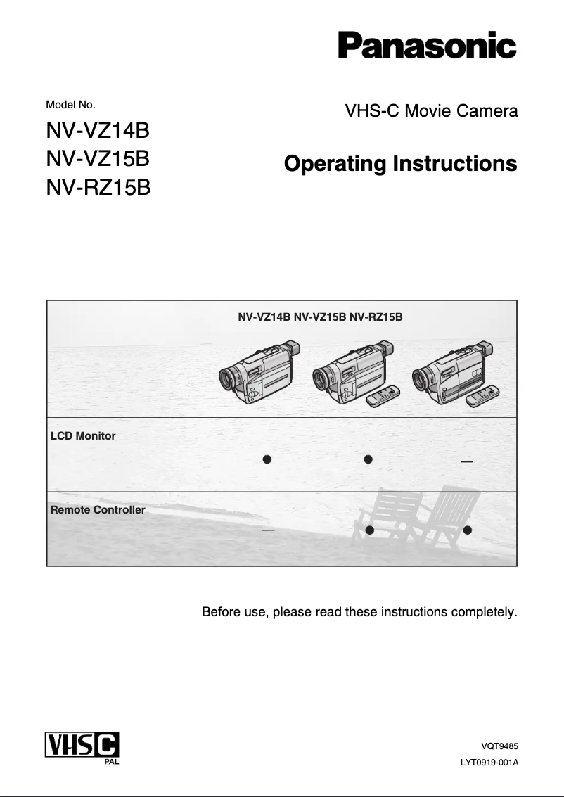 Page 1 de la notice Manuel utilisateur Panasonic NV-RZ15B