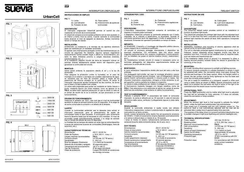 Page 1 de la notice Manuel utilisateur Suevia UrbanCell