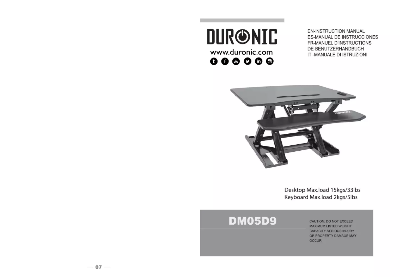 Page 1 de la notice Manuel utilisateur Duronic DM05D9