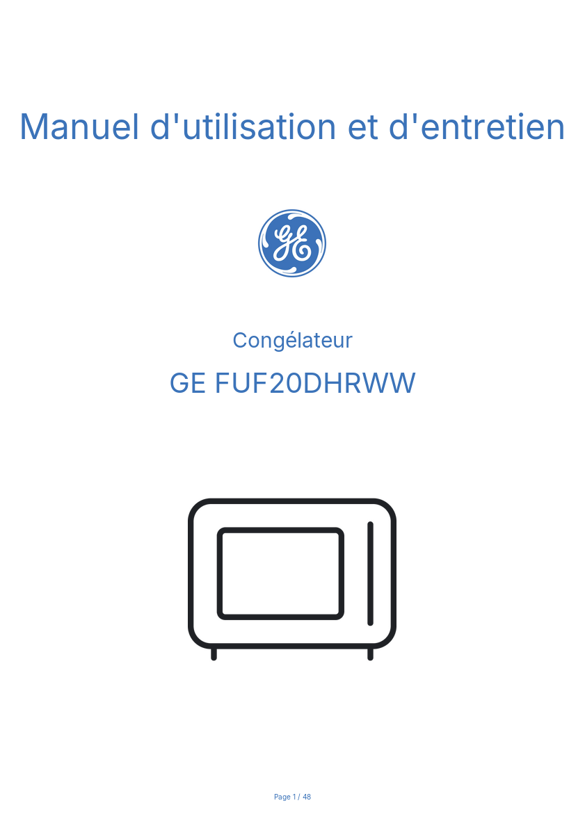 Image de la première page du manuel de l'appareil FUF20DHRWW