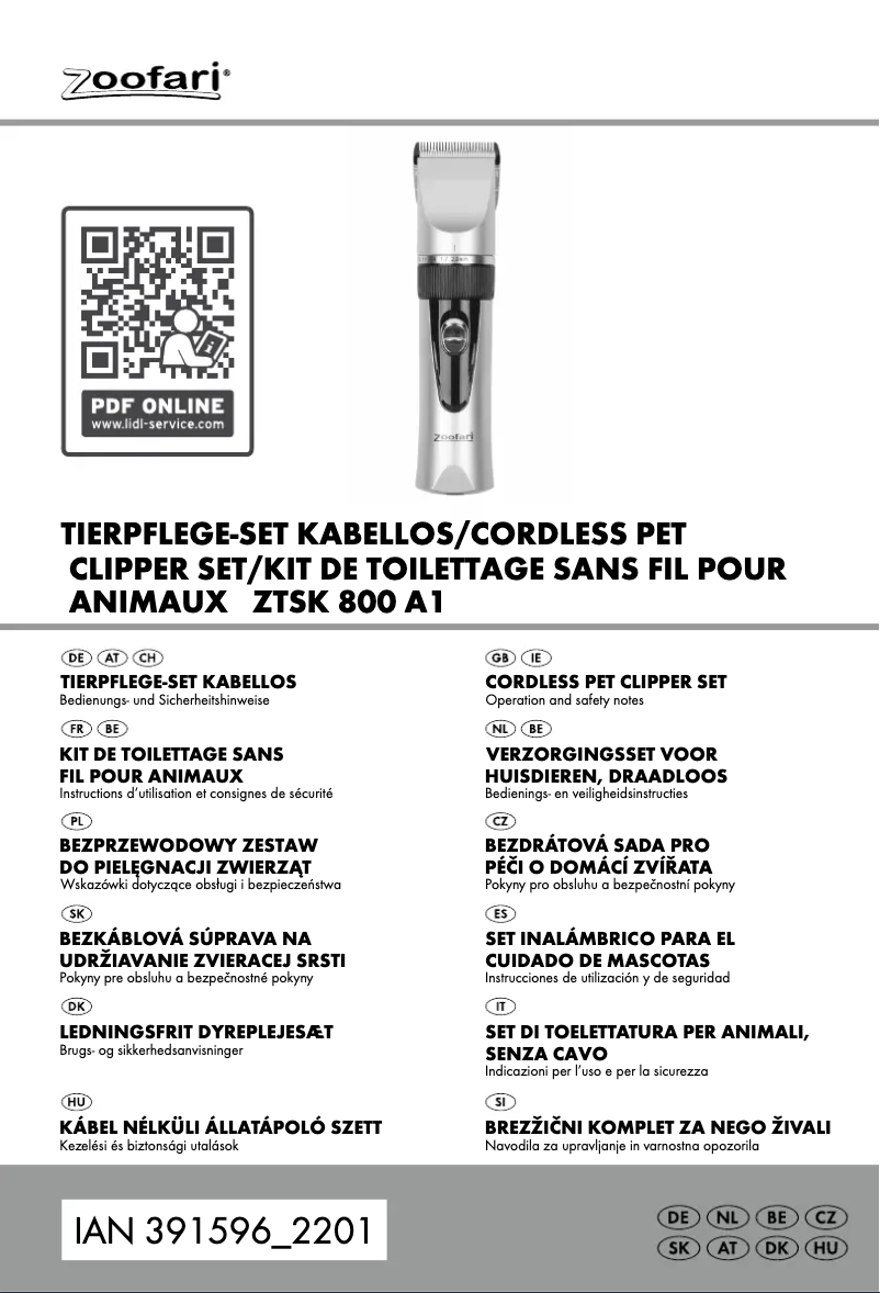 Page 1 de la notice Manuel utilisateur Zoofari ZTSK 800 A1