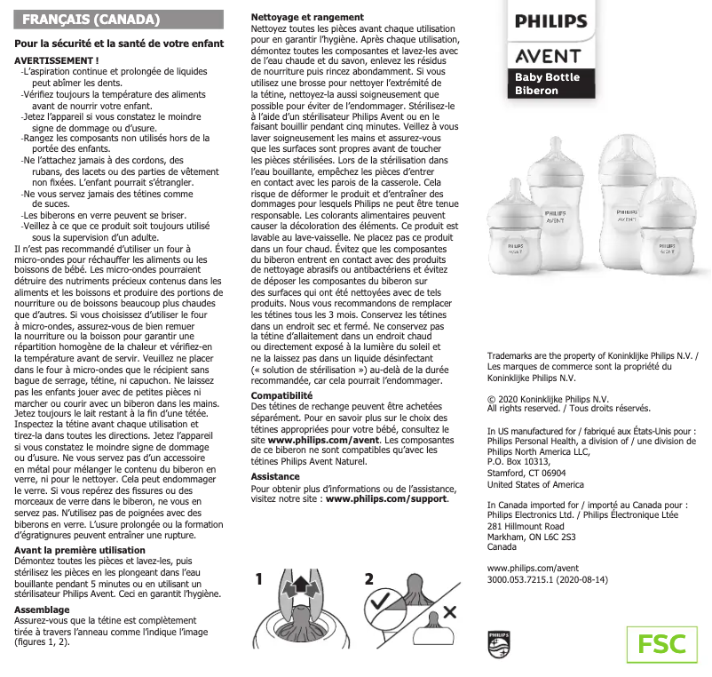 Imagen de la primera página del manual del dispositivo Avent SCD838