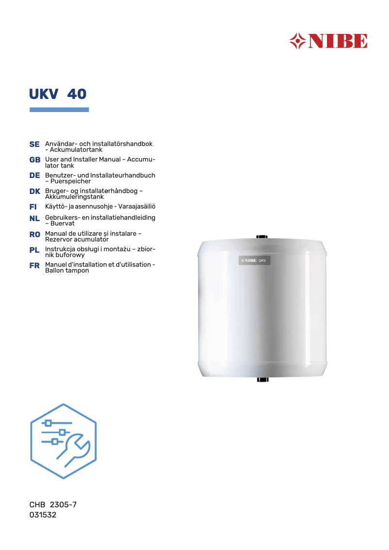 Page 1 de la notice Guide d'installation Nibe UKV 20-1000