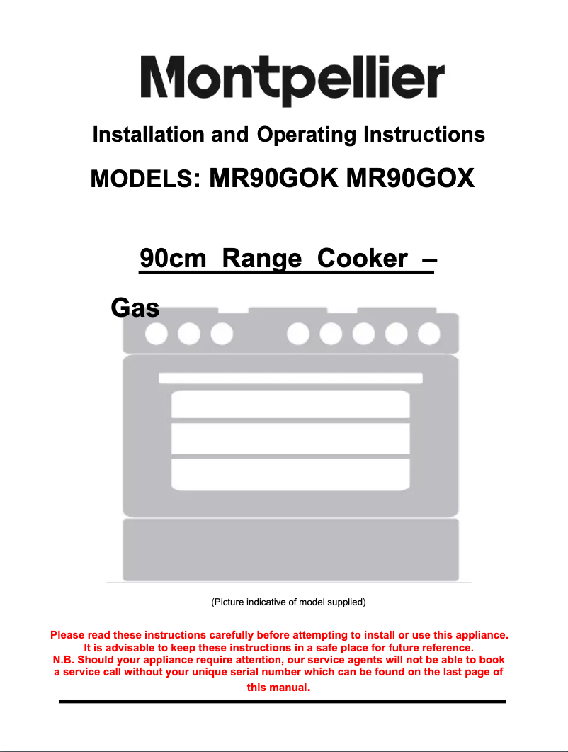 Page n°1 - Manuel utilisateur Montpellier MR90GOX